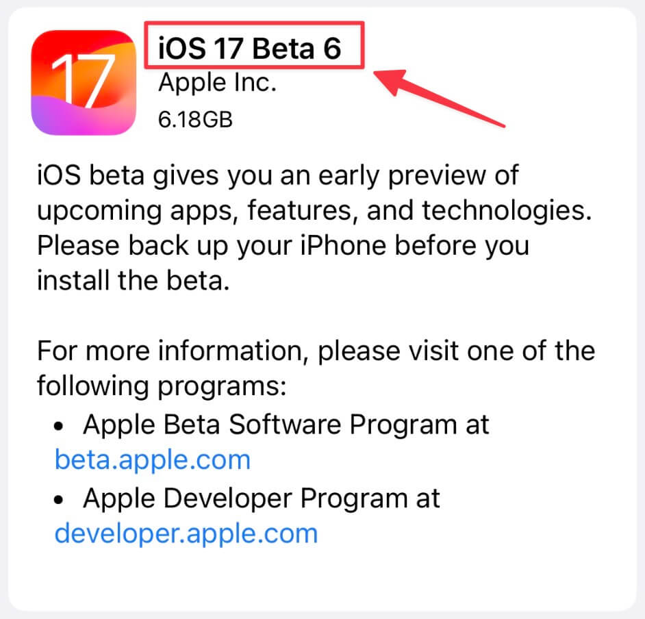 iOS 17 beta 6 업데이트 필요